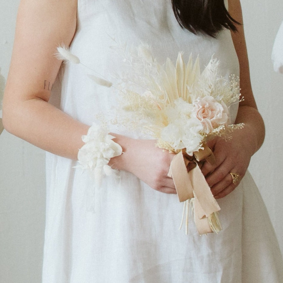 Dried floral corsage available at Rook & Rose.