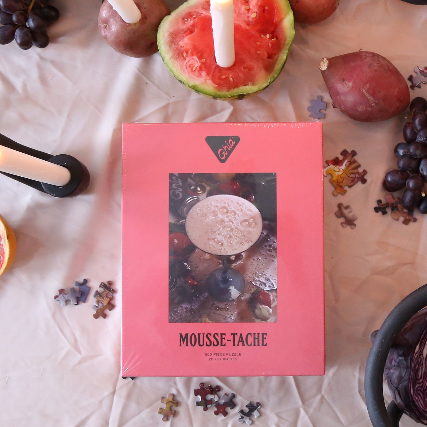 Ghia Mousse-tache 500 piece puzzle available at Rook & Rose.