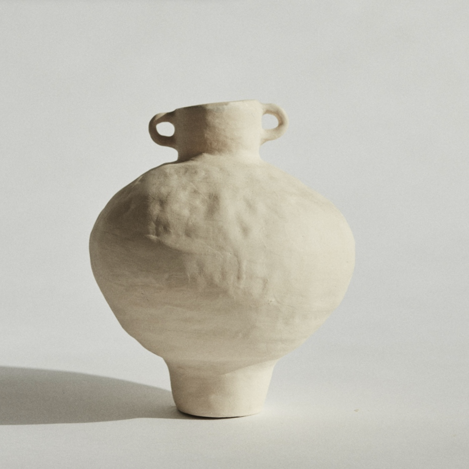 Marta Bonilla handmade ceramic small amphora in natural available at Rook & Rose.