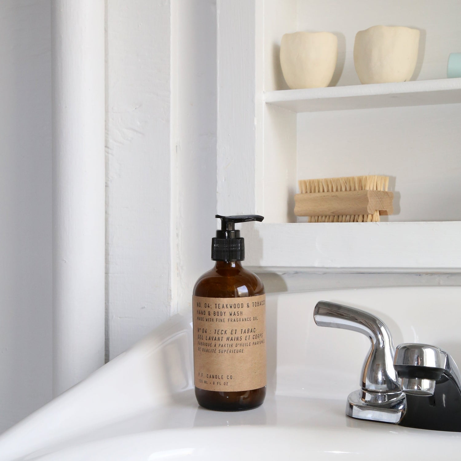 P.F Candle Co. Teakwood + Tobacco Hand & Body Wash available at Rook & Rose.