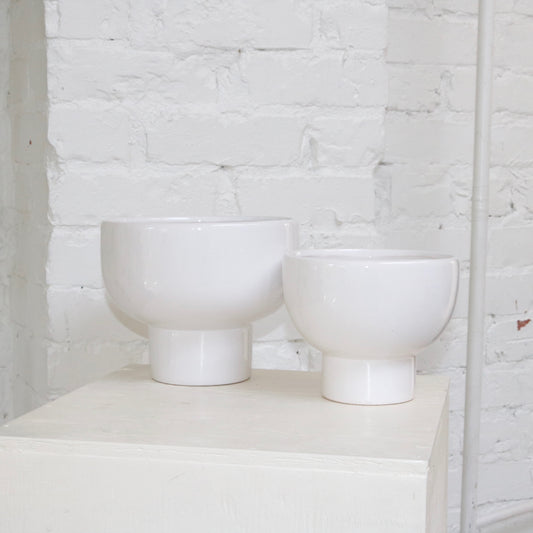 White 8" glazed ceramic vase available at Rook & Rose
