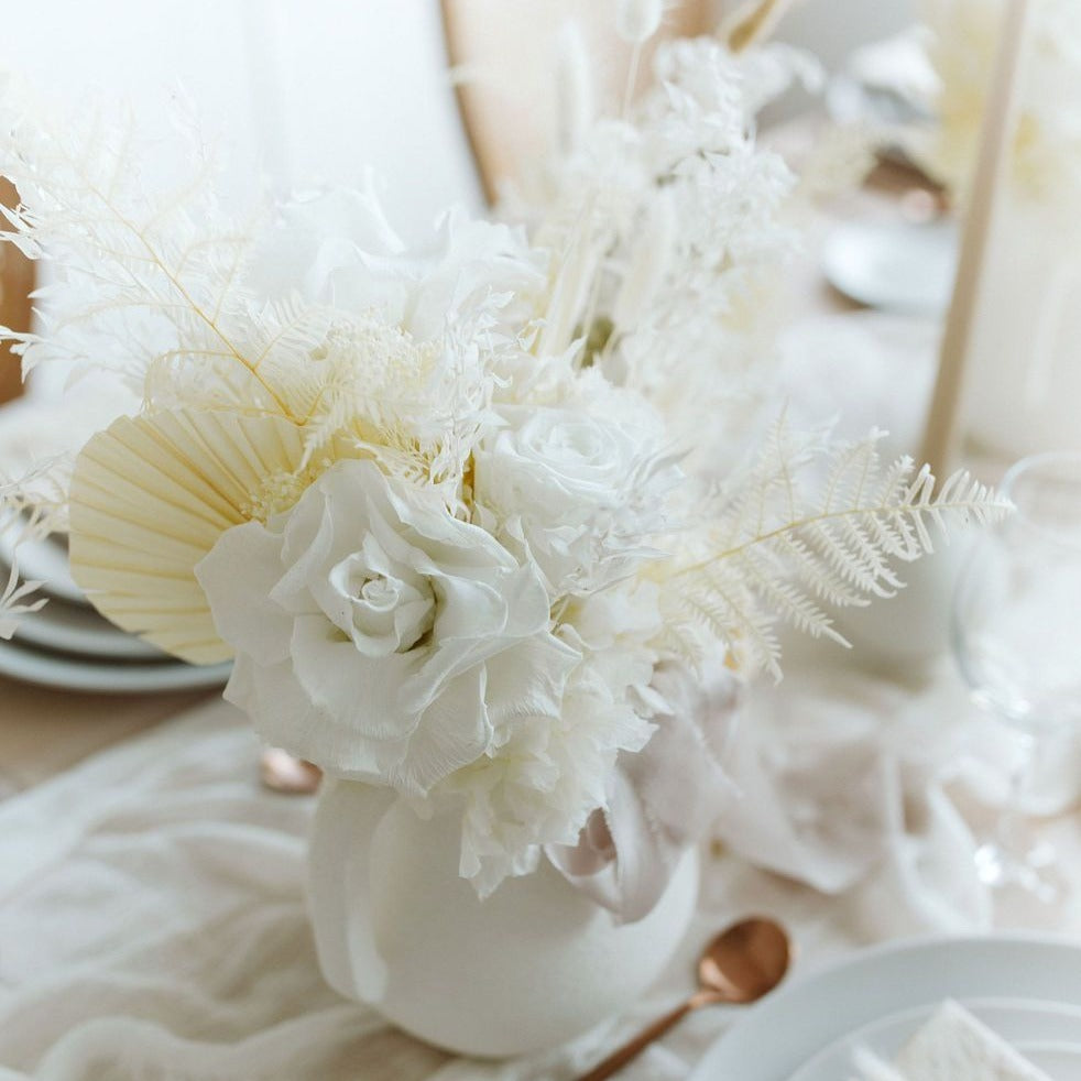Photo is an example of a bridesmaid bouquet with ivory accent color.