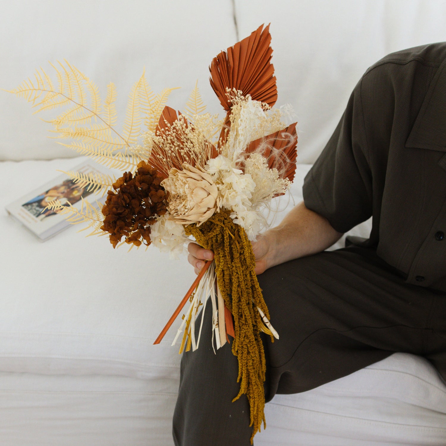 Photo is an example of a large earthy dried bouquet.