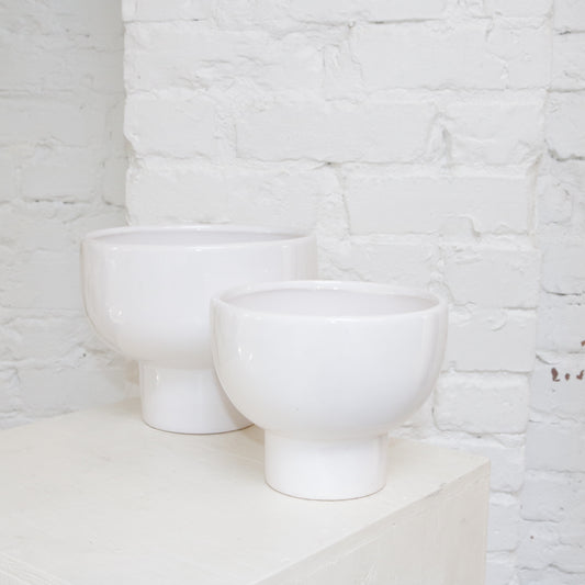 White 6" glazed ceramic vase available at Rook & Rose