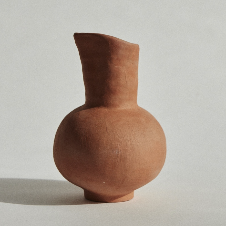 Marta Bonilla handmade ceramic terracotta water pitcher available at Rook & Rose.