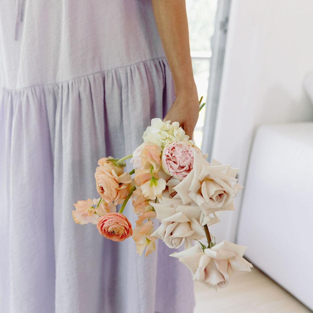 Photo is an example of a medium pastel fresh bouquet.