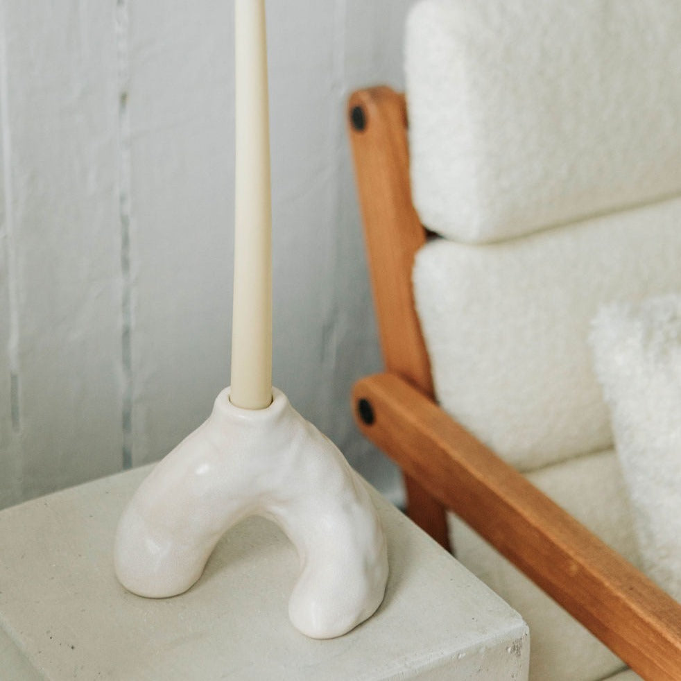 Taurus ceramic taper candle holder available at Rook & Rose.